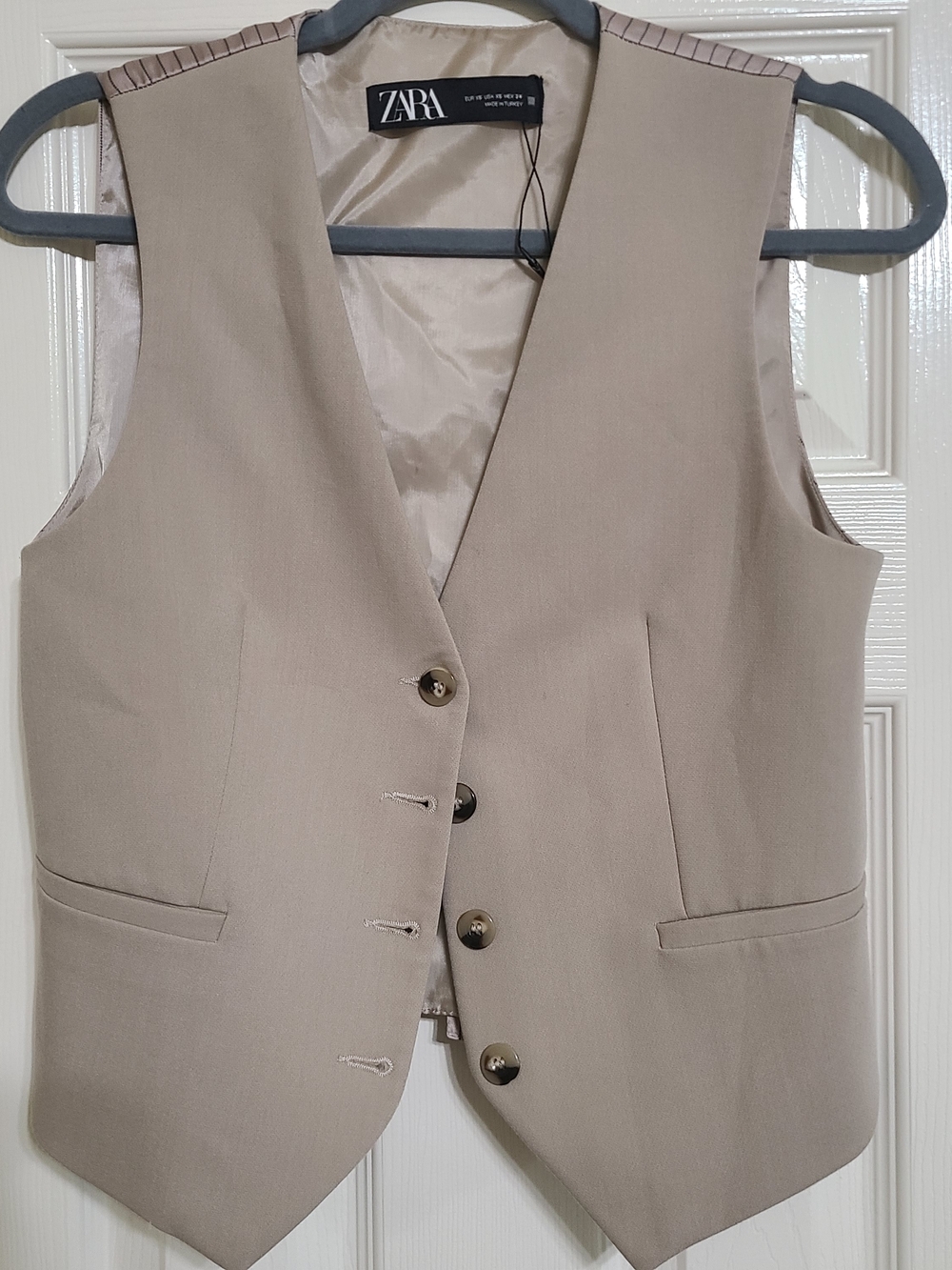 Zara Taupe Tailored Vest